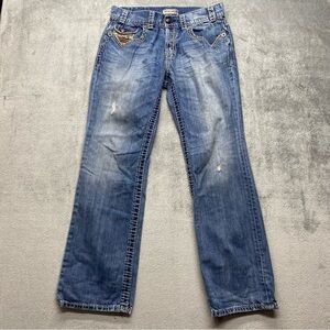 Mek DNM Jeans Size 32 X 32 Mens Meknes Distressed Straight Medium Blue Wash